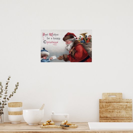 Weihnachts-GrußSanta Erreichungsbrief Poster (Küche)