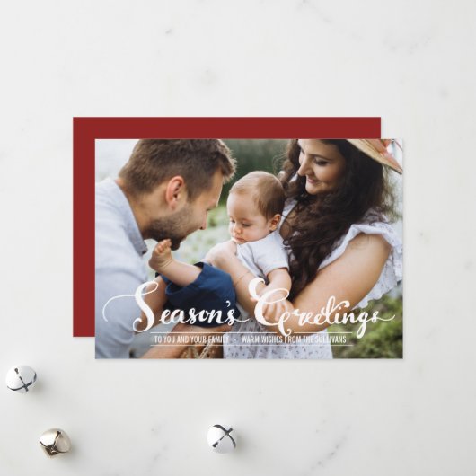 Weihnachts-Grußskript-Foto-Flachkarte Feiertagskarte (Vorderseite/Rückseite Beispiel)