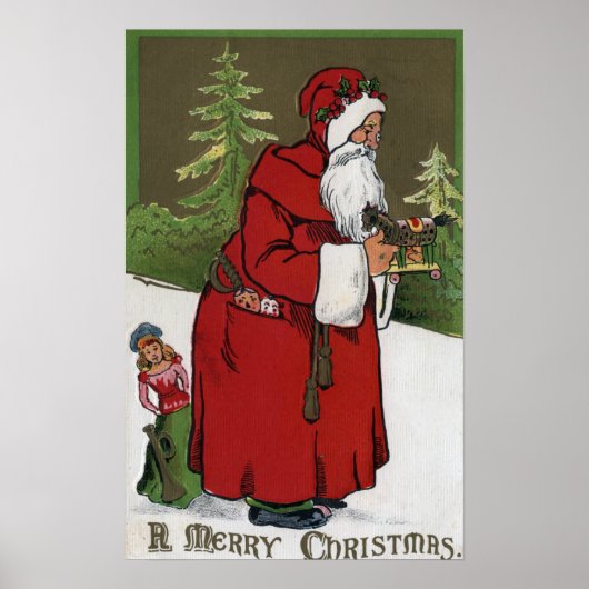 Weihnachts-GrußWeihnachten mit Holzpferd Poster (Vorne)