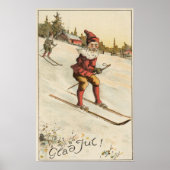 Weihnachts-GrußWeihnachten Skiing Poster (Vorne)