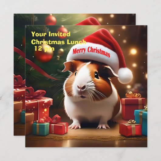 Weihnachts-Guinea Pig Greeting Einladung (Vorne/Hinten)