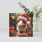 Weihnachts-Guinea Pig Greeting Einladung (Stehend Vorderseite)