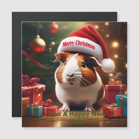 Weihnachts-Guinea Pig Greeting Magnetkarte (Vorne/Hinten)