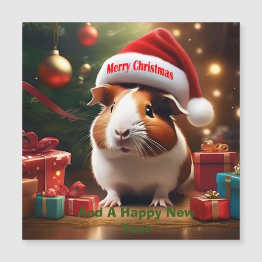 Weihnachts-Guinea Pig Greeting Magnetkarte (Vorderseite)
