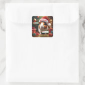 Weihnachts-Guinea Pig Greeting Quadratischer Aufkleber (Tasche)