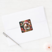 Weihnachts-Guinea Pig Greeting Quadratischer Aufkleber (Umschlag)