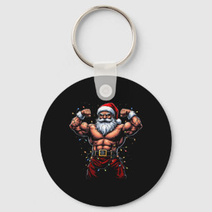 Weihnachts-Gym-Workout Muskulärer Weihnachtsmann Schlüsselanhänger