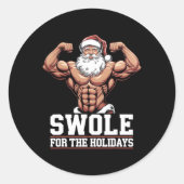 Weihnachts-Gymnastik-Workout-Swole für Ho Runder Aufkleber (Vorderseite)