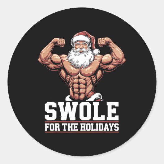 Weihnachts-Gymnastik-Workout-Swole für Ho Runder Aufkleber (Vorderseite)
