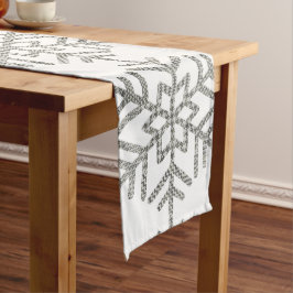 Weihnachts-Hahnentrittmuster Snowflakes Chic Großer Tischläufer