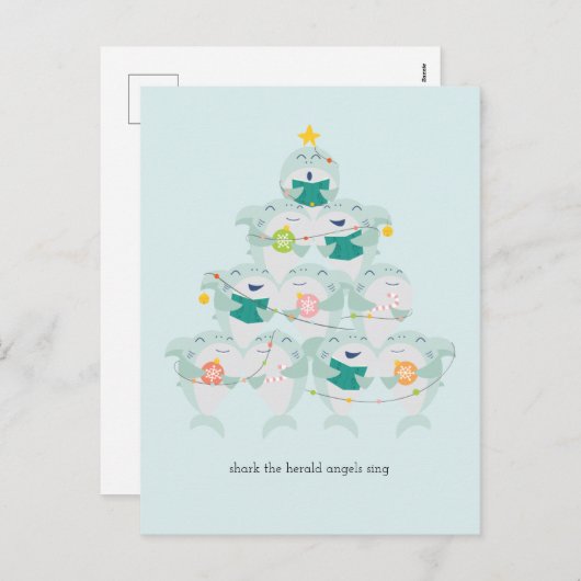 Weihnachts-Hai-Chor Feiertag Postkarte (Vorne/Hinten)