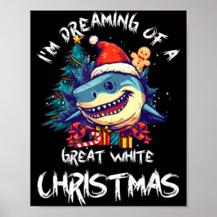 Weihnachts-Hai-Santa-Hut Xmas-Santa-Kiefer Lustige Poster
