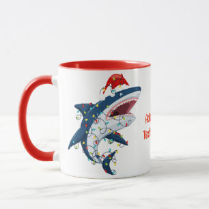 Weihnachts Hai Weihnachtslichter Sharkmas Baum Xma Tasse
