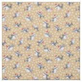 Weihnachts-Haie & Schneeflocken auf Hellorange Stoff (Muster)