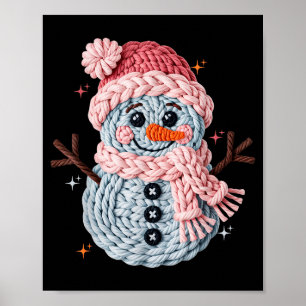 Weihnachts-Häkelfauxgarn-Häkel-Schneemann Lustig Poster