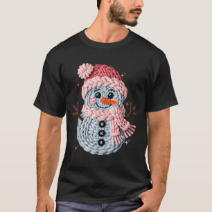 Weihnachts-Häkelfauxgarn-Häkel-Schneemann Lustig T-Shirt