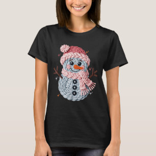 Weihnachts-Häkeln Falsche Garn-Häkel-Schneemann Lu T-Shirt
