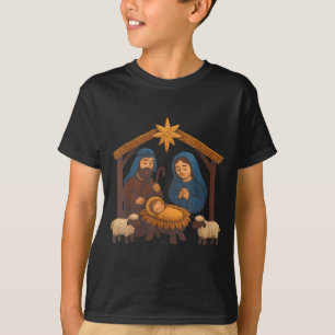 Weihnachts-Häkeln Jesus Weihnachten Faux-Yarn-Nähe T-Shirt