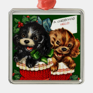 Weihnachts-Hallo-Welpen Ornament Aus Metall