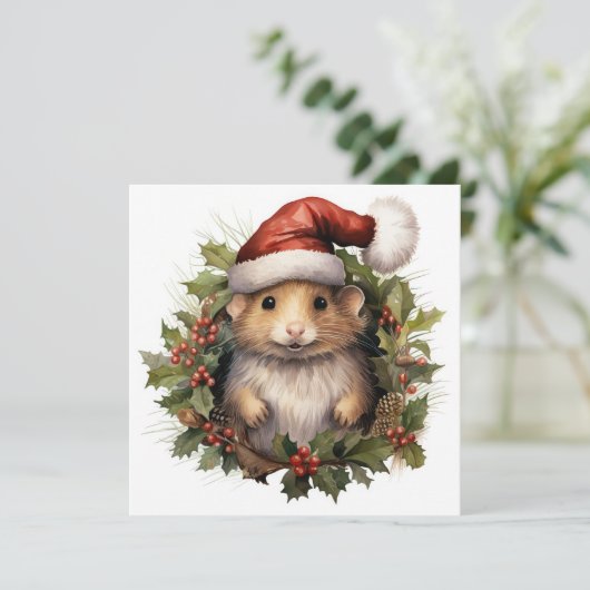Weihnachts-Hamster-Grußkarte Feiertagskarte (Stehend Vorderseite)