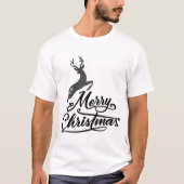 Weihnachts-Hand geschrieben, springen Hirsch und S T-Shirt (Vorderseite)