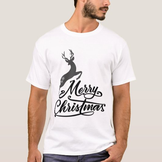 Weihnachts-Hand geschrieben, springen Hirsch und S T-Shirt (Vorderseite)
