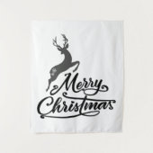 Weihnachts-Hand geschrieben, springen Hirsch und S Wandteppich (Vorderseite)