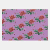 Weihnachts Hand Wasserfarbe Poinsettia Burgandy Geschenkpapier Set (Vorderseite 3)