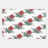 Weihnachts Hand Wasserfarbe Poinsettia Burgandy Geschenkpapier Set (Vorderseite 2)