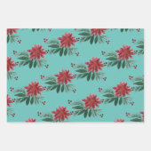 Weihnachts Hand Wasserfarbe Poinsettia Burgandy Geschenkpapier Set (Vorderseite)