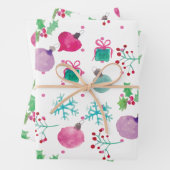 Weihnachts Hand Wasserfarbene Ornamente Schneefloc Geschenkpapier Set (Beispiel)