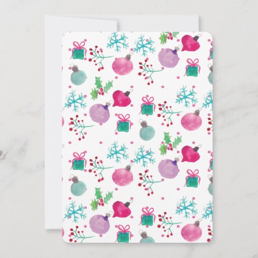 Weihnachts-Hand Wasserfarbene Weihnachtsschmuck Einladung (Rückseite)