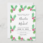 Weihnachts Hand Watercolor Holly Berry Wedding Einladung (Vorderseite)