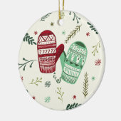 Weihnachts-Handschuh-Christbaumschmuck Keramik Ornament (Links)