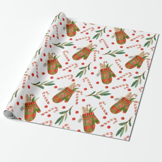 Weihnachts-Handschuhe Geschenkpapier (Ungerollt)