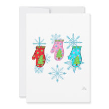 Weihnachts-Handschuhe_weiße flache Feiertagskarte