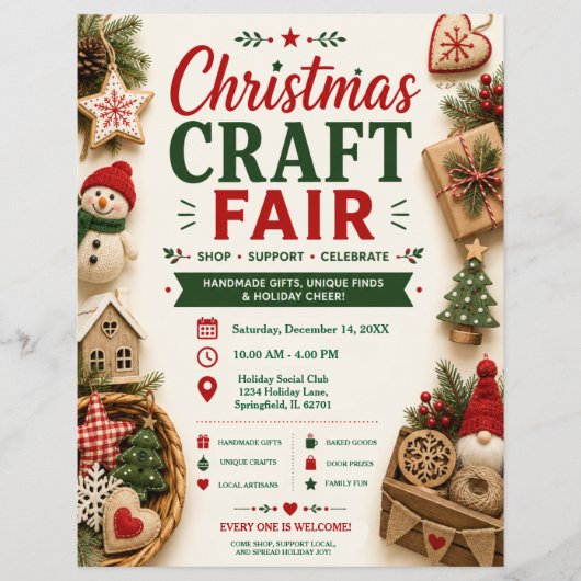 Weihnachts-Handwerkermarkt-Flyer Flyer (Vorne)