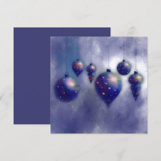 Weihnachts hängen Blue Baubles Flat Card (Vorne/Hinten)