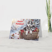 Weihnachts-Happy Holidays Husky Huskieses Hunde Ni Karte (Vorderseite)