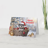 Weihnachts-Happy Holidays Niedlich Schnauzer Welpe Karte (Vorderseite)