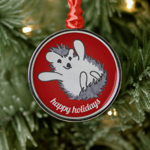 Weihnachts-Happy Holidays Niedlicher Igel Ornament Aus Metall