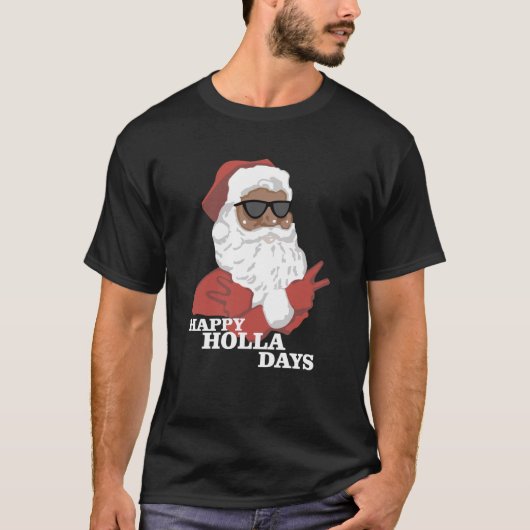 Weihnachts-Happy Holla Days Afrikanischer Santa T-Shirt (Vorderseite)