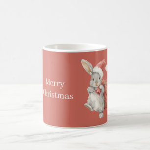 Weihnachts-Hase-Kaninchen-Weihnachtsmann-Mütze-Tas Kaffeetasse