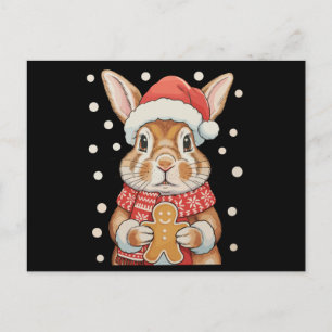 Weihnachts-Hase-Santa-Hut-Lebkuchen Feiertagspostkarte