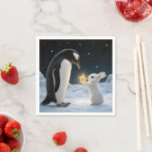 Weihnachts-Hase und Pinguin mit Neonstern Serviette (Beispiel)