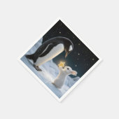 Weihnachts-Hase und Pinguin mit Neonstern Serviette (Ecke)