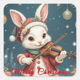 Weihnachts-Hasen-Aufkleber Quadratischer Aufkleber