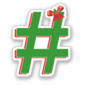 Weihnachts-Hashtag-Symbol Aufkleber (Vorderseite)