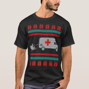Weihnachts-Hässlich-Pulli-Rettungswagen Notfall-EM T-Shirt