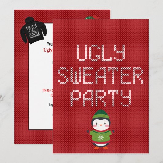 Weihnachts-Hässlich-Pullover-Party Einladung (Vorne/Hinten)